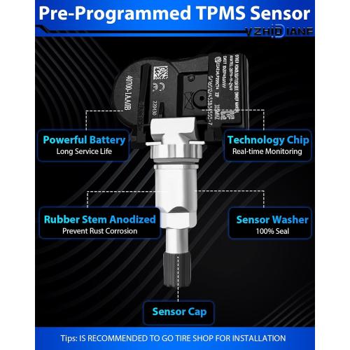 Pre-Programed TPMS Sensors Fit for:-Nissan 2006-2012 Maxima 2004-2012 Pathfinder Sentra Altima Rogue for:-Infiniti G35 for:-Suzuki 315MHz 40700-1AA0B Tire Pressure Sensor (4)