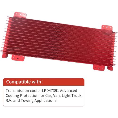 Low Pressure Drop Trans Cooler 40K Transmission Oil Cooler Kit 47391 Compatible with Heavy Duty 40,000 GVW Max including Mounting Hardware, Towing Applications and Advanced Cooling Protection LPD47391
