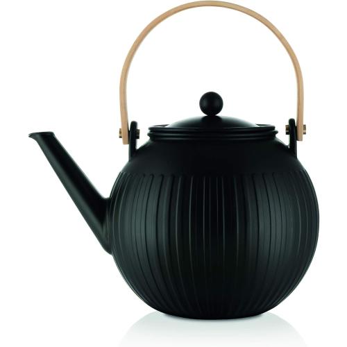 Bodum Douro Porcelain Tea Pot with Stainless Steel Infuser, 51 Ounce, Matte Black