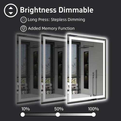 32x 24 LED Bathroom Mirror with Lights, Dimmable, Double Lights, Backlit   Front Lit, 3 Colors Led Mirror for Bathroom, Lighted Bathroom Vanity Mirror, Tempered Glass(Horizontal/Vertical)