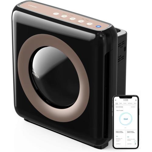 COWAY Air Purifier for Home Up to 1,575ft², App-Enabled Smart Technology, Compatible with Amazon Alexa, HEPA Filter for Smoke, Allergies, Odor, Auto Mode, Airmega AP-1512HHS Black