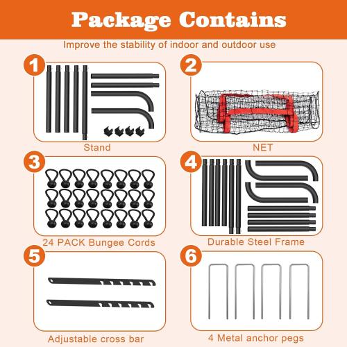 Adjustable Volleyball Rebounder Net 7x4 FT, Steel Frame & High-Tension PE Netting, Durable & Portable Volleyball Training Equipment Practice for Improving Volleying, Bumping, Spiking Skills