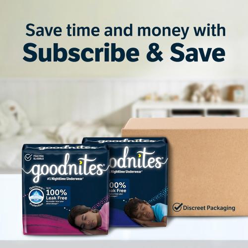 Set of 2 Goodnites Girls' Nighttime Bedwetting Underwear, Size S/M (43-68 lbs), 44 Ct (2 Packs of 22), Packaging May Vary