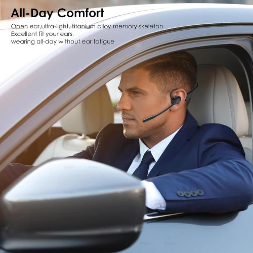 Gixxted Open Ear Headphones with Mic, Bluetooth Headset with Microphone, Dual Connect Bluetooth 5.3 with AI Noise Cancelling Mic & Mute Function, Wireless Headset for Work, Sports, Drive
