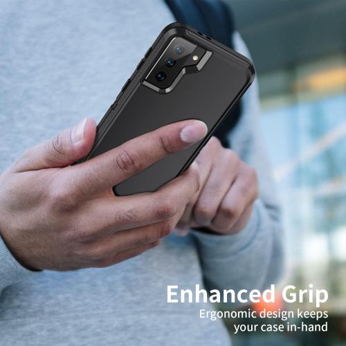 for Galaxy S21 Plus Case,Shockproof 3-Layer Full Body Protection [Without Screen Protector] Rugged Heavy Duty High Impact Hard Cover Case for Samsung Galaxy S21 Plus,All Black