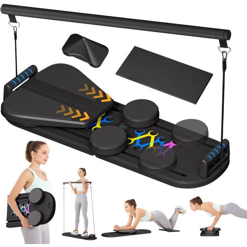 Pilates Reformer Set - Foldable Sliding Reformer, Pilates Board for Home Workout, Portable Abdominal Core Trainer Pilates Reformer Board - Full Body Workout Equipment for Home
