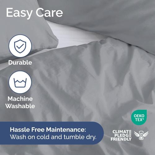 Duvet Cover Queen Size Set - Extra Soft Queen Size Duvet Cover 90 x 90 with 2 Pillow Shams - Hotel Luxury Easy Care and Fade Free w/Zipper Closures & Ties - Comfy Breathable Bedding Set (Steel Blue)