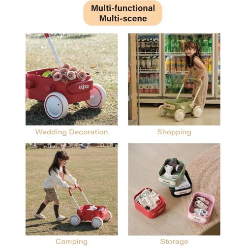 PULA Baby Push Walker with Wheels Toddler Wagon for First Learner Baby Toys 6-12 Months, 1 Year Old Birthday Gifts, Indoors and Outdoors (Red)