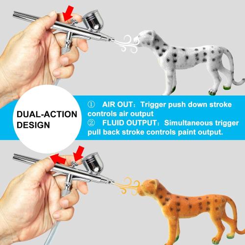 Air Brush 0.3mm Gravity Feed Dual-Action Airbrush Paint Spray Gun Kit Set Airbrush Kit Air Brush Painting Set for Nails Painting Art Craft