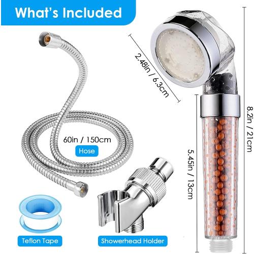 Vacto LED Handheld Shower Head Set with Filtration, Automatic 7-color Changing Shower Head Kit, High Pressure Handheld Shower Head with Hose and Bracket, Water Saving Showerheads with Filtration Beads