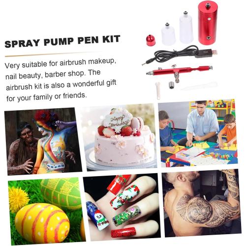 DOITOOL 1set Portable USB Rechargeable Airbrush and Air Pump Set for Art Makeup Cake Decoration and Model Painting Compact Design Stable Pressure Easy to Carry for Hobbies and Crafts