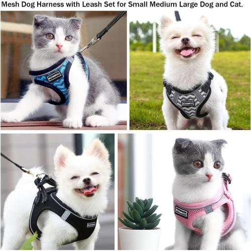 Size S Dog Harness with Leash Set, No Pull Adjustable Reflective Step-in Puppy Pet Vest Harnesses for Small Medium Large Dogs and Cats,Green