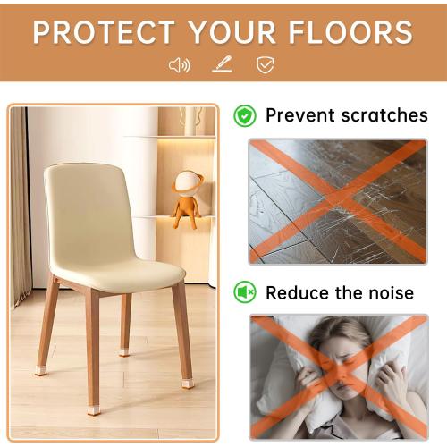 28Pcs Chair Leg Floor Protectors Rectangle for Hardwood Floors Silicone Caps Covers Felt Furniture Pads Clear Chair Sliders, Protect The Floor from Scratches(Fit:L 1.12-1.5,W 0.75-1)