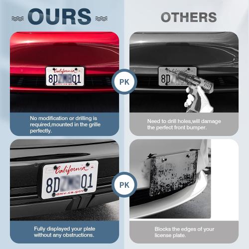 Autorder Front License Plate Holder for 2017-2022 2023 2024 Tesla Model 3 Accessories License Plate Bracket Mount for Model 3 No Drilling Black