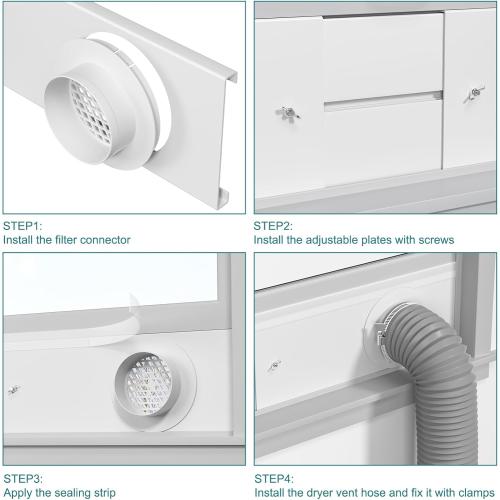 HOXHA Window Duct Kit Dryer Window Vent Kit for 4” Ducting Dryer Vent Hose, Sliding Window Vent Kit Fit with Dryer, Inline Duct Fans, Grow Tents