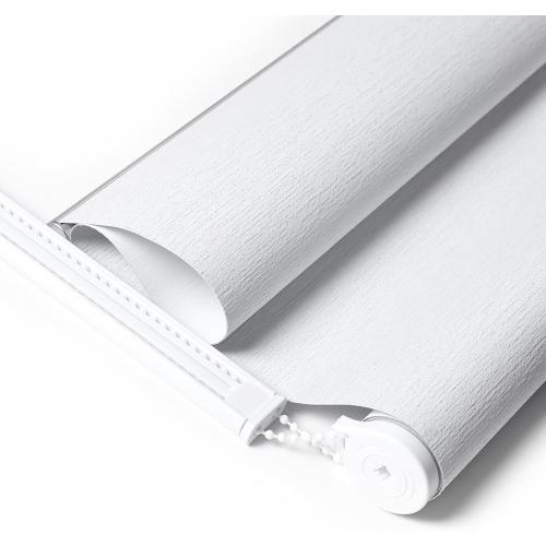 ALLBRIGHT Roller Shades for Windows, 100% Blackout Window Roller Blinds, UV Protection Fabric, Shades with Striped Jacquard, Roller Blind for Office and Home, Easy to Install, White, 34 W x 72 H