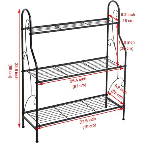 DOEWORKS 3 Tier Metal Plant Stand, Plant Display Rack,Stand Shelf, Pot Holder for Indoor Outdoor Use, Black