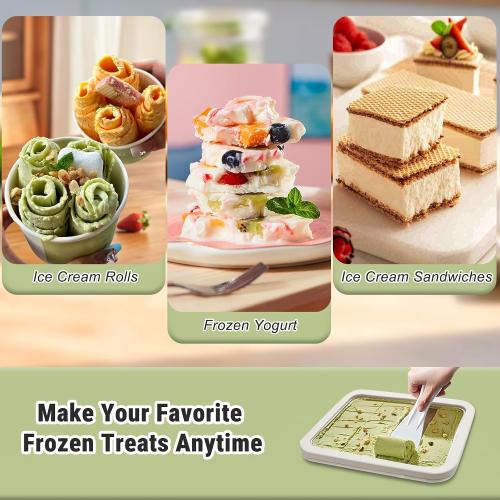 Rolled Ice Cream Maker with Lid and 2 Spatulas and Silicone Scraper