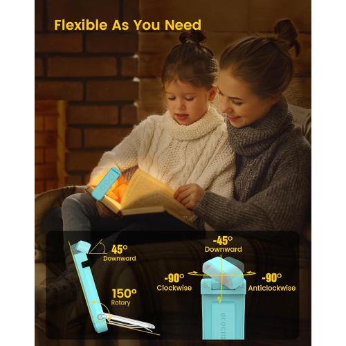 Glocusent USB Rechargeable Book Light, Portable Clip-on LED Reading Light, Reading Lights for Books in Bed with 3 Amber Colors & 5 Brightness Dimmable, Compact & Long Lasting, Perfect for Book Lovers