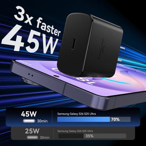 60W USB C Super Fast Charger Type C Charger Fast Charging Android Phone Charger Block with 10FT Type C Charging Cable for Samsung Galaxy S26 Ultra/S26/S26 /S25/S25 Ultra/S25 /S24 Ultra/S23 Ultra/S22