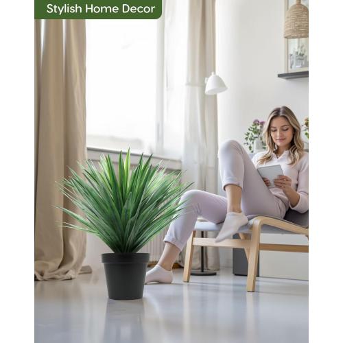 Velener Artificial Agave Plant in Black Pot with Real Stone Pebbles, Large Fake Agave Plant for Indoor and Outdoor-27 inches Tall, 126 Leaves