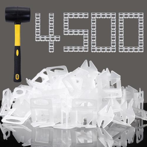 Tile Leveling System Clips 1/16 Inch 4500 Piece Tile Spacers Clips and 16 oz Rubber Mallet Hammer .Tile Tools Set for Professional Ceramic and Stone Installation