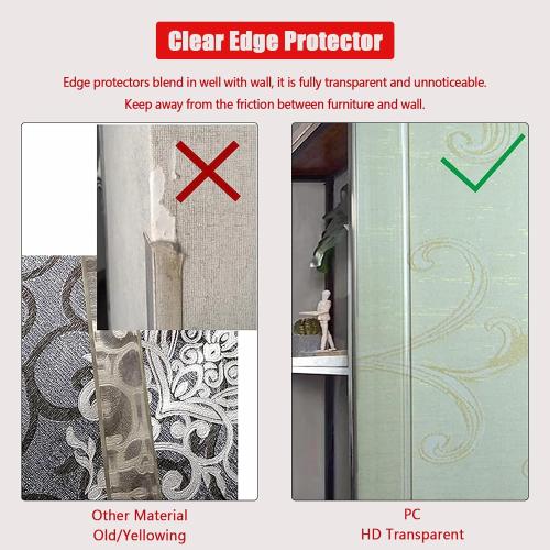 Wall Corner Protector - 2PCS, 31.5x1.18 - Self Adhesive Clear Corner Protectors for Walls, Cabinet Doors, Edge Protector Trim; Easy to Install Corner Guards for Walls (80cm x 3cm)