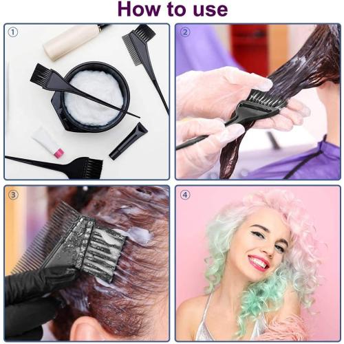 Hair Dye Color Brush and Bowl Set, Black
