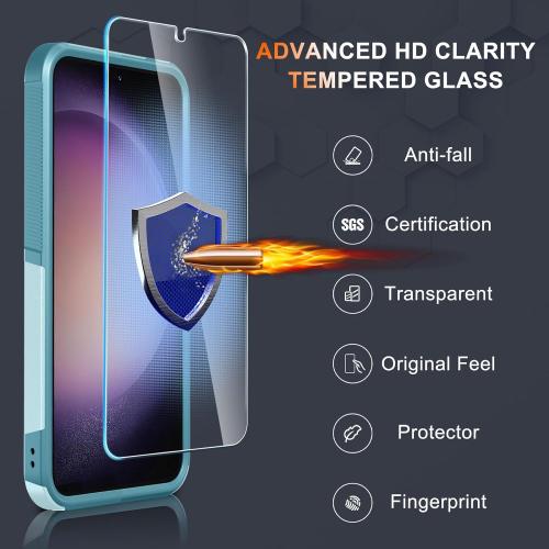 RMOCR Case for Samsung Galaxy S25 Plus, Full Body Heavy Duty Rugged Shockproof Protective Phone Cover with Lanyard Strap, Tempered Glass Screen Protector and Camera Lens Cover, Mint Green | Full Body, Heavy Duty, Rugged, Shockproof, Protective, with Lanya