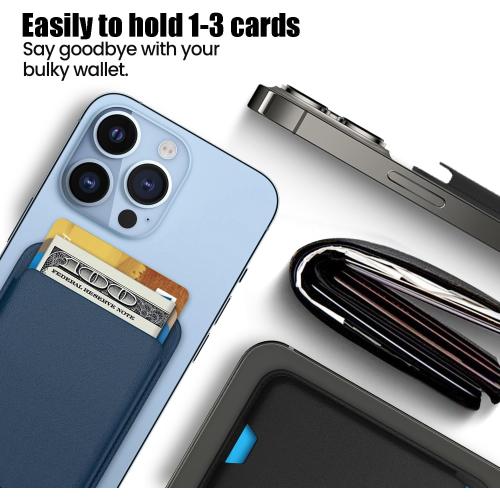 iLodn Magnetic Wallet Compatible with MagSafe for iPhone 17 16 15 14 13 12 Pro Max Air Plus Model, Mag 3 Safe Card Holder Stick on Accessories for Cell Phone & Case, Jet