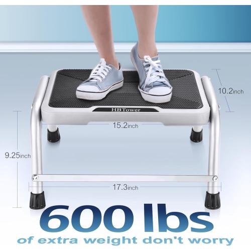 Step Stool, HBTower Step Stools for Adults Kids with Non-Slip Rubber Feet, Holds Up to 600 lbs, Lightweight Stepping Stools for Bedroom Kitchen Bathroom, Bed Steps for High Beds