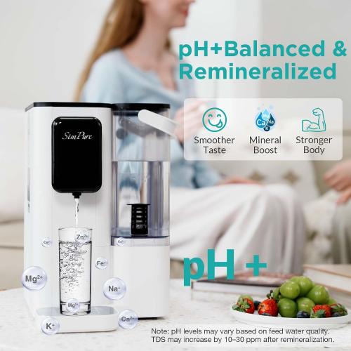 SimPure Y9A UV Countertop Reverse Osmosis Water Filter, Alkaline Remineralization 300 GPD 6 Stage Purification, RO Water Filtration System, Super Fast Filtering Portable Water Purifier