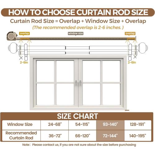 1 Inch Double Curtain Rods 72 to 144 Inches (6 to 12 ft), USFOOK Silver Drapery Rods for Windows, Telescoping Dual Curtain Rod with Translucent Finials, Decoration for Home