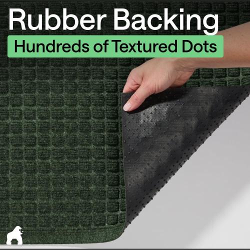 GORILLA GRIP® Ultra Absorbent Front Door Mat Outside Entrance, Traps Dirt and Moisture, HydroABSORB Indoor Outdoor Doormat Holds Up to 1.7 Cups Water, Stain and Fade Resistant Welcome Mat, 29x17 Green