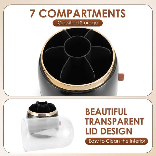 EXIN DECHEN 360° Rotation Silverware Organizer for Kitchen Counter,Utensil Holder Caddy Silverware Caddy Holder for Party,Spoon and Fork Organizer,7 Slots and Intermediate Drainage Device with Cover