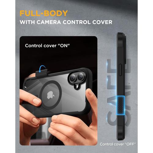 Miracase Magnetic for iPhone 16 Plus Case Full-Body Phone with Built-in Glass Screen Protector, [Compatible with MagSafe] Military Drop Proof 16 Plus Cover Bumper 6.7 inch, Black