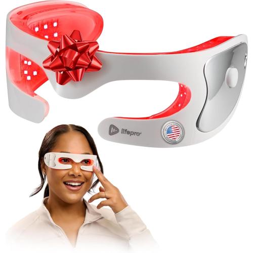Lifepro RejuvaGlow Red Light Eye Mask – LED Light Therapy with Soothing Vibration – Adjustable Strap & Rechargeable LED Eye Mask