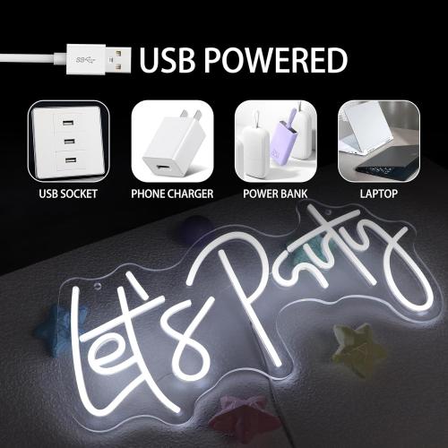Let's Party LED Neon Sign, Cool White Neon Light 21.7×10.4 Inch for Wall Backdrop Decor, Bachelorette, Birthday, Wedding, Proposal & Engagement Party Indoor Decoration