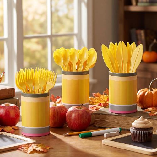 3 Sets Back to School Party Supplies with Cutlery Set
