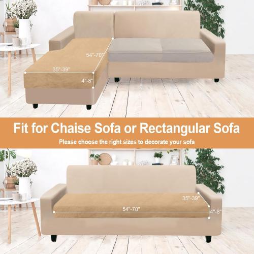NAISI Sectional Couch Cover 1 Piece Velvet Separate Chaise Lounge Cover Soft Stretch Sofa Slipcovers for Left/Right Chaise Sectional Couch(Chaise Lounge,Camel)
