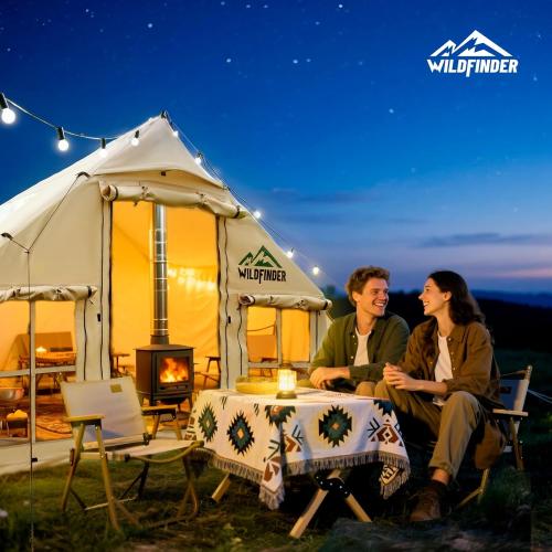 Inflatable Tent with Skylight, Quick Setup Blow Up Tents with Pump, Hot Tent with Stove Jack, Waterproof Oxford Inflatable House for Camping, Air Glamping Tents for Camping Adult