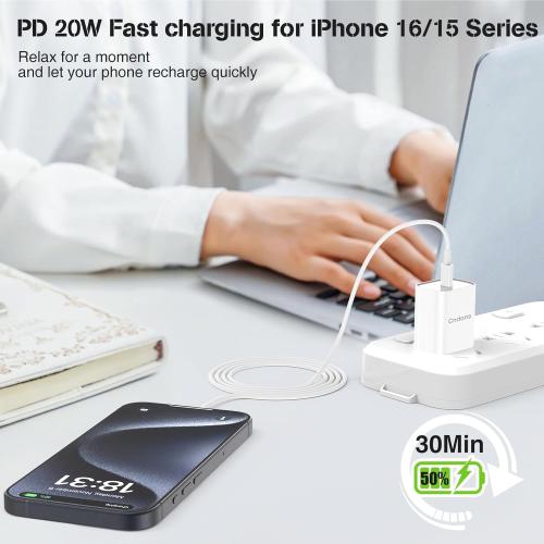 Fast Charger for iPhone 17 16 15 Charger 3Pack, 6 6 10ft USB-C to USBC Cable Cord &20W Type C Block Fast Charging for iPhone 17/16/15 Pro Max,Pro,Plus,16e,17 Air, iPad Pro/Air/Mini