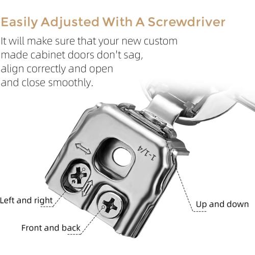 Ravinte 50 Pack 25 Pairs 1-1/4 inch Overlay Soft Close Hinges for Kitchen Cabinet Hinges Satin Nickel Hidden Hinges Stainless Steel Concealed Hinge self Closing