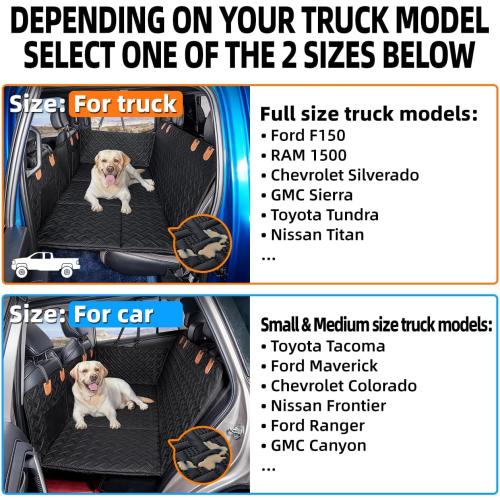 MAXFUT Dog Back Seat Extender for Truck,Truck Dog Seat Cover Back Seat,Dog Hammock for Truck,Hard Bottom Seat Extender,Pet Seat Covers for F150/RAM1500/Silverado