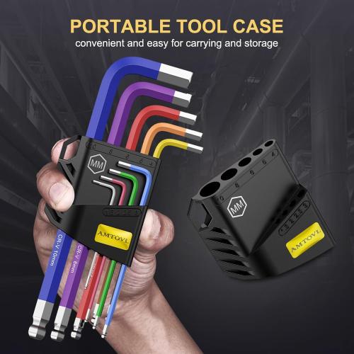 AMTOVL Hex Key Set, 9PCS Metric Allen Key Set, 1.5-10MM, Long Ball End