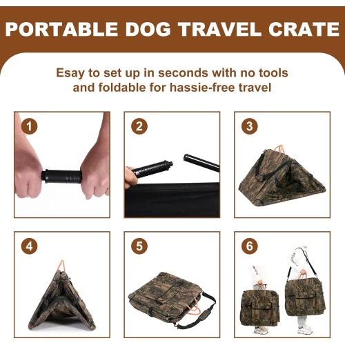 KOOPRO 36.5 Inch Collapsible Dog Crate, Portable Soft-Sided Dog Travel Carrier Camouflage Style Pet Kennel 4-Door with Durable Mesh Windows, Washable Mat, Indoor & Outdoor for Small Medium Large Dogs