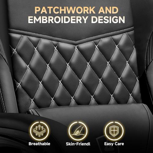 GTPLAYER Gaming Chair, High Back Leather Computer Game Chair with Footrest, Ergonomic Height Adjustable Office Chair with Removable Cover and Lumbar Support for Gaming and Work (Black)