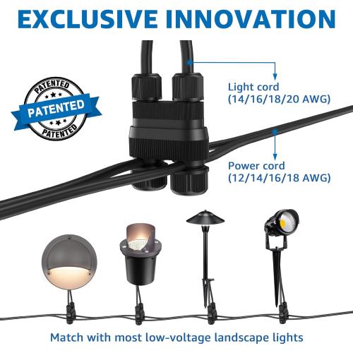 SUNVIE Low Voltage Deck Lights with Fastlock2 Wire Connector 5W LED Landscape Step Stair Lights Outdoor Accent Lighting Garden Post Fence Light 3000K 12-24V AC/DC 3.2FT ETL Listed Cord, 8 Pack