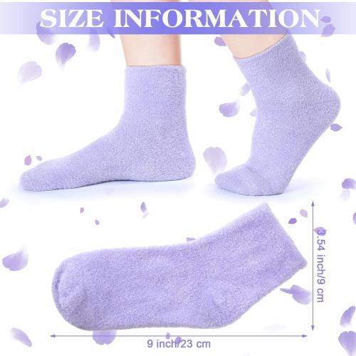 Tarpop 3 Pairs Aloe Socks Women Valentines Day Moisturizing Spa Socks for Dry Cracked Heel Feet Infused Gel Sleeping Fuzzy Lotion Gift for Women Men Softening Dry Feet(Purple and White)