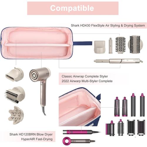 Leudes Hair Tools Travel Bag for Shark Flexstyle Carrying Case Portable Shark Hair Air Wrap Dryer Case Waterproof Dustproof Flat Curling Iron Travel Organizer (Blue)